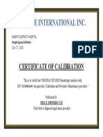 Asprime International Inc.: Certificate of Calibration