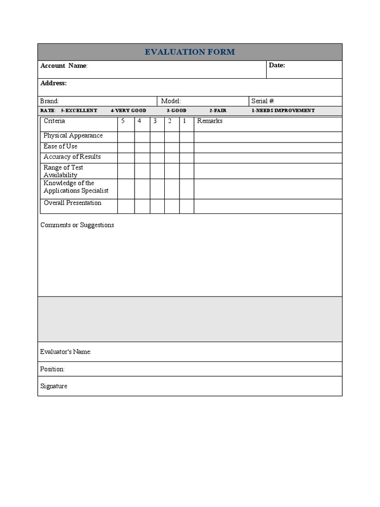 Product Evaluation Form Template | PDF | Career & Growth | Business