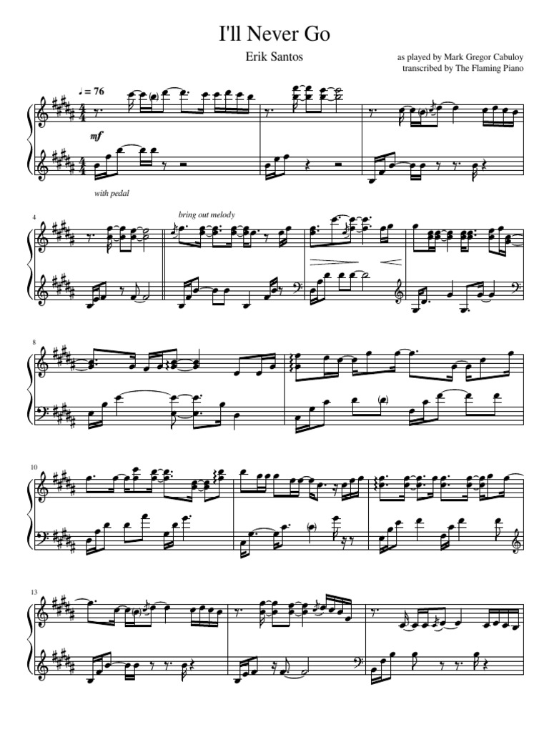 Erik Santos - I'Ll Never Go | PDF | Musical Compositions | Musical Forms