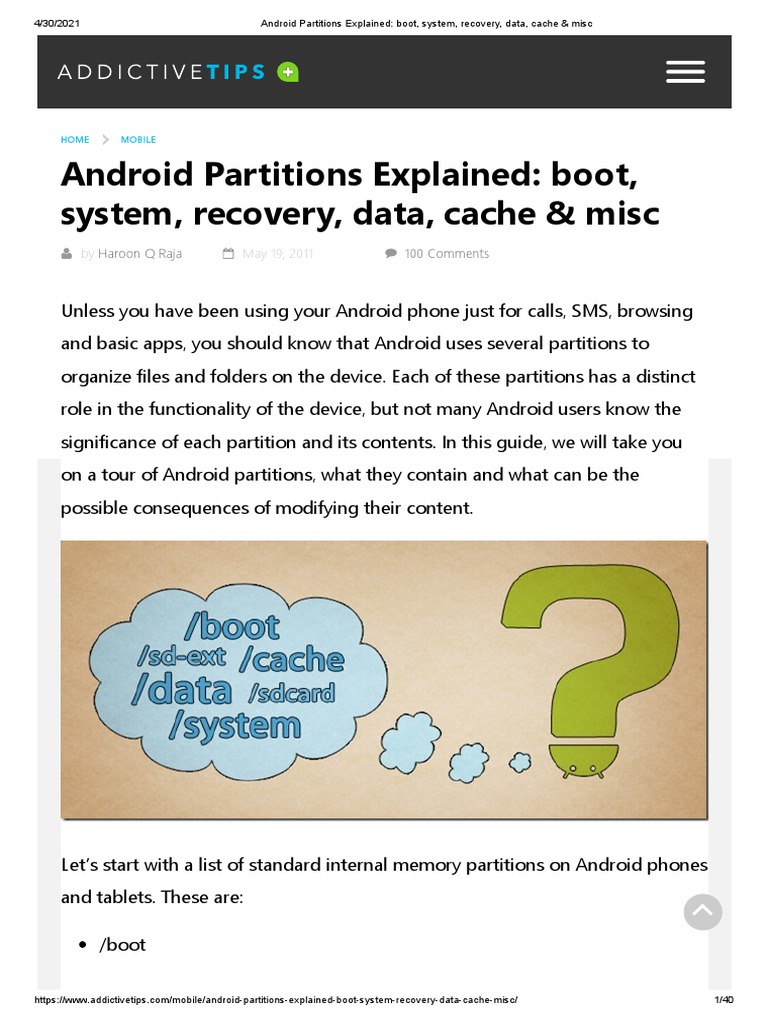 Android Partitions Explained - Boot, System, Recovery, Data, Cache ...