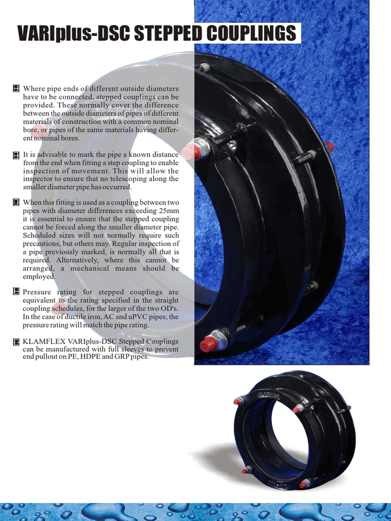KLAMFLEX Stepped Couplings PDF Pipe (Fluid Conveyance) Gas