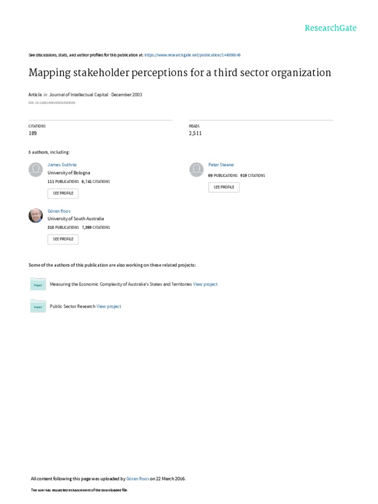 Mapping Stakeholder Perceptions For A Third Sector Organization | PDF ...