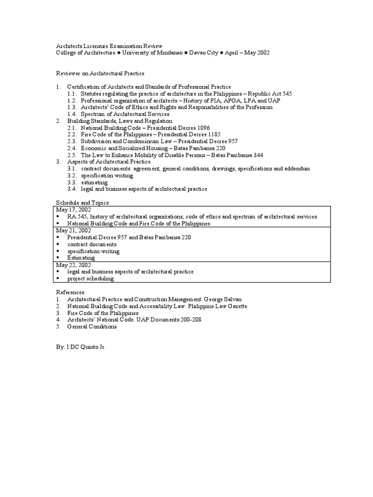 Ale Reviewer On Architectural Practice Pdf