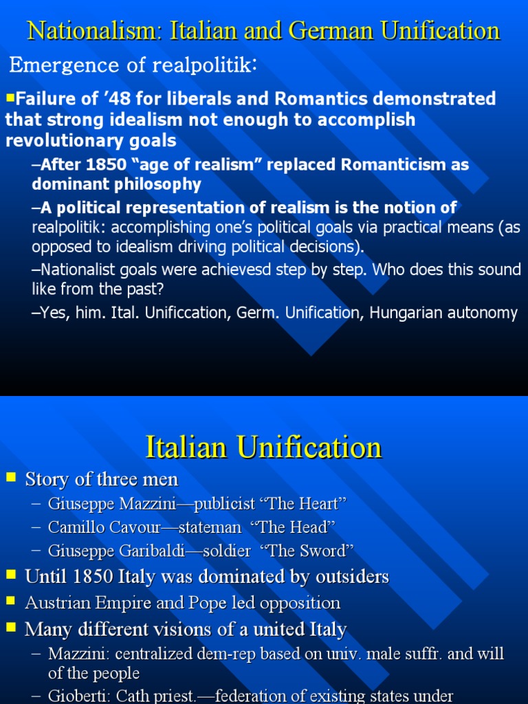 Nationalism in Italian and German Unification PDF German Empire