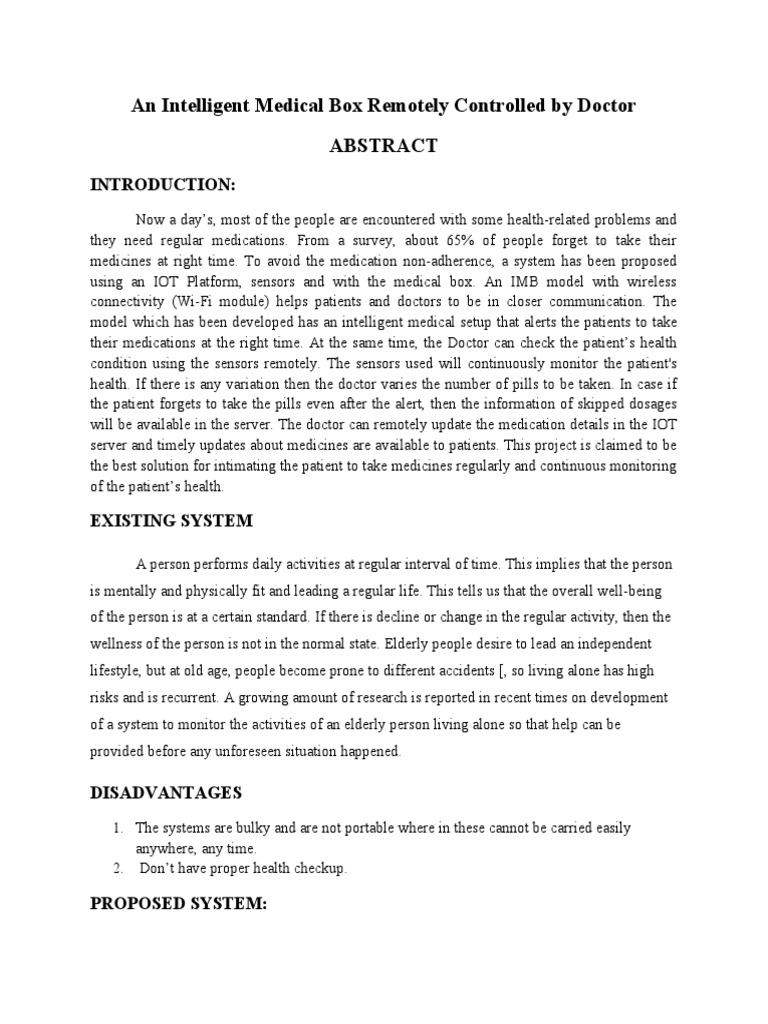 38 An Intelligent Medical Box Remotely Controlled by Doctor | PDF ...