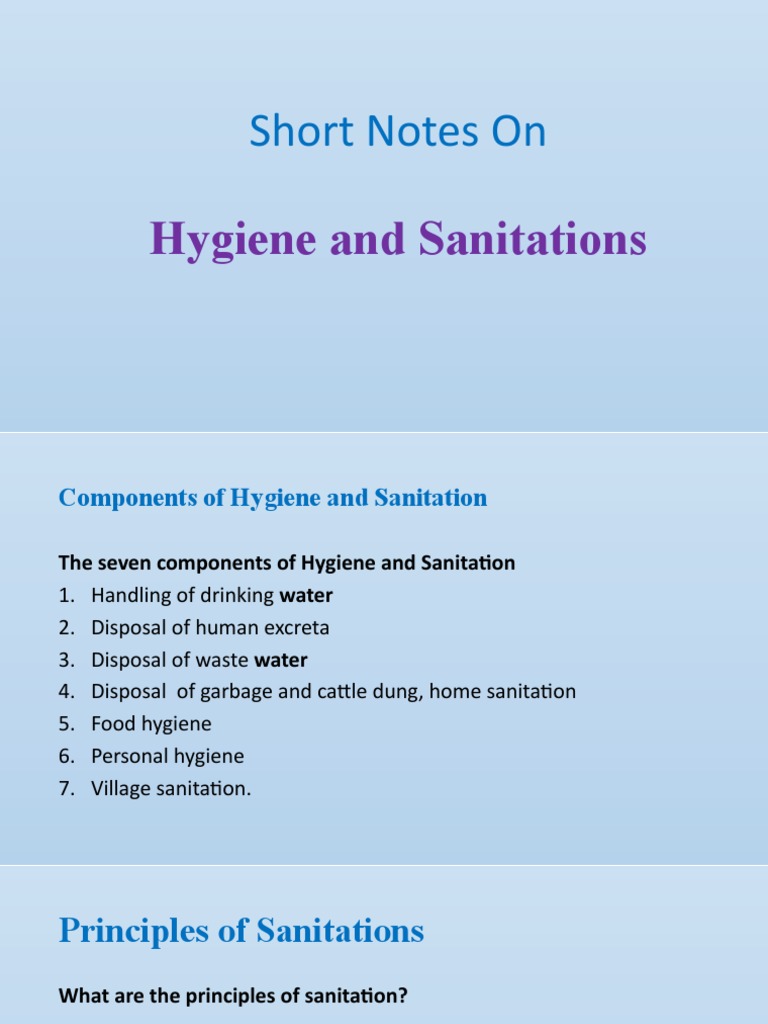 Principles of Hygiene and Sanitation | PDF