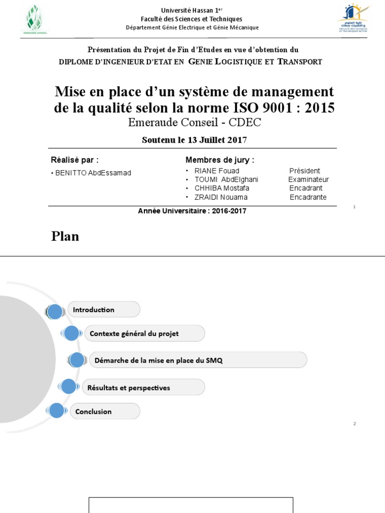 Mise en place d'un SMQ ISO 9001:2015 | PDF | Système de management de ...