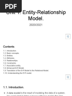 Unit 1: Entity-Relationship Model