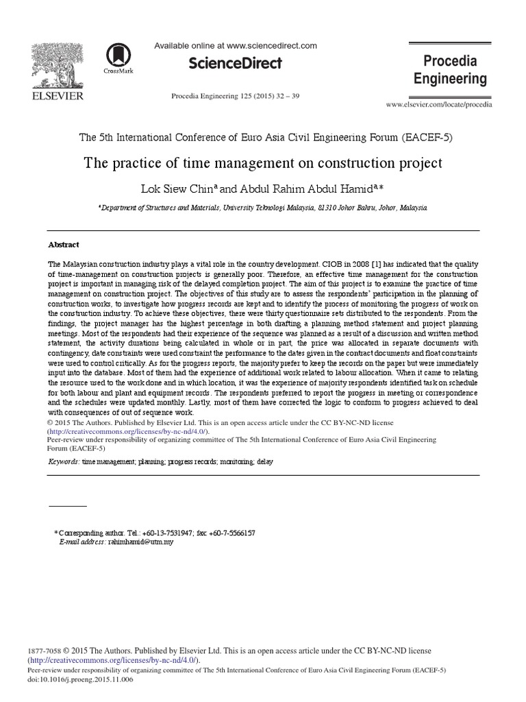The Practice of Time Management On Construction Project | PDF | Project ...