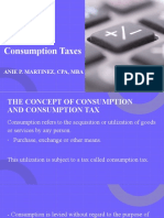 Business Taxation Intro To Consumption Taxes: Anie P. Martinez, Cpa, Mba