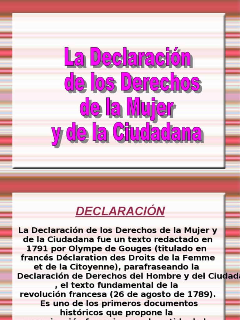 La Declaración de los Derechos de la Mujer y de la Ciudadana | Género ...