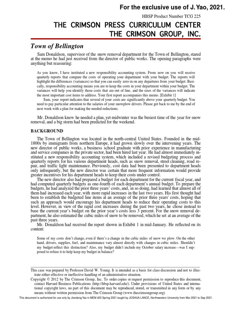 Town of Bellington Case | PDF | Snow | Economies