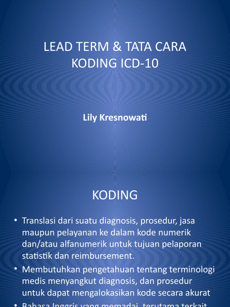 Lead Term & Tata Cara Koding Icd-10 | PDF