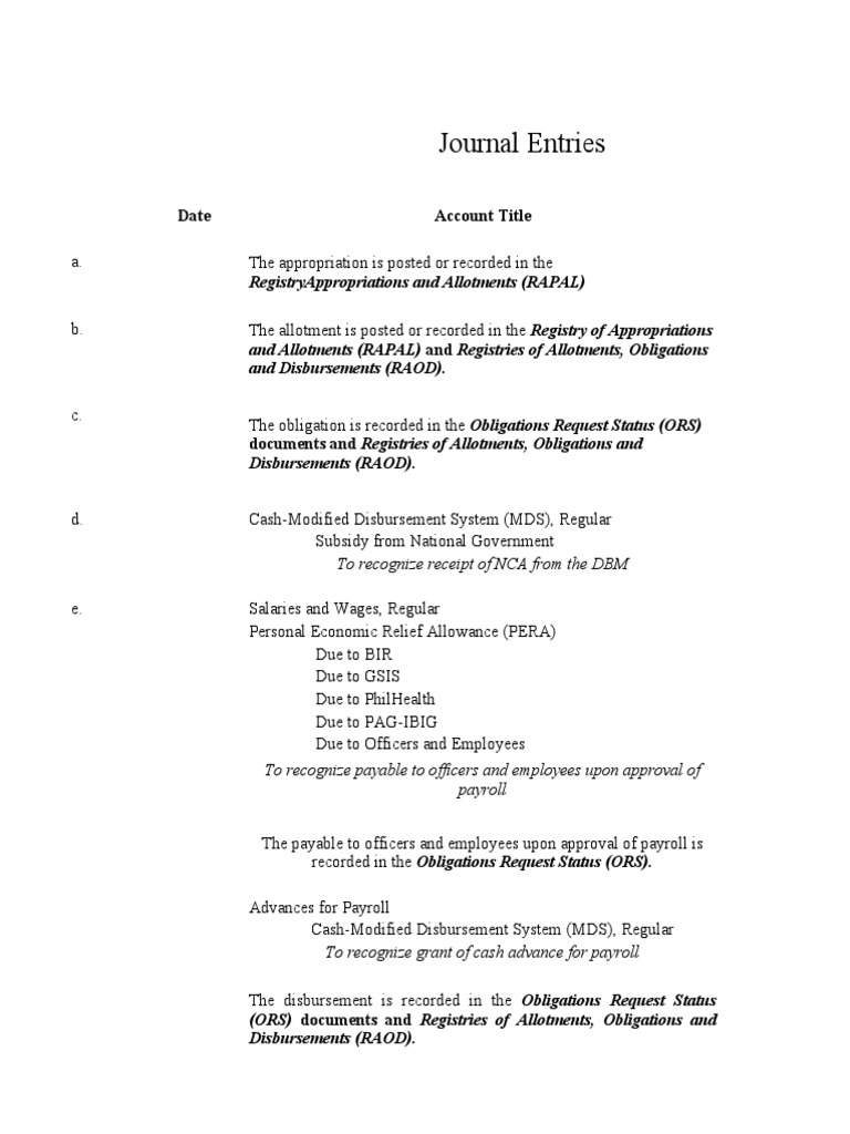 Recording Government Transactions A Comprehensive Look at Journal