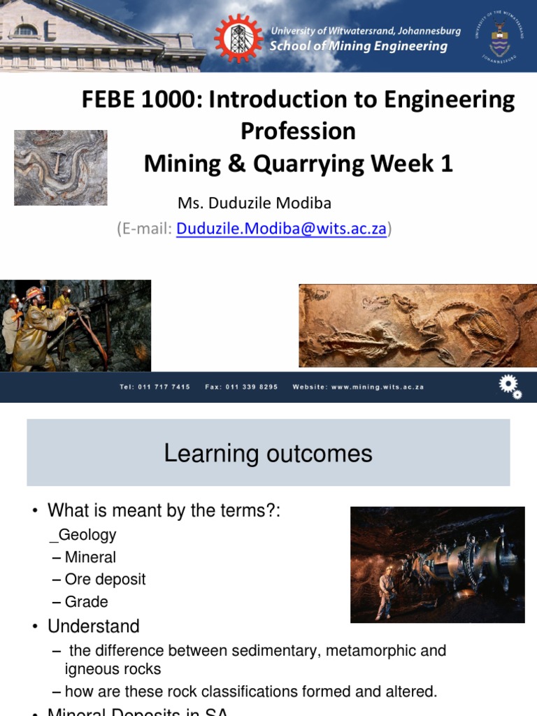 Mining Quarrying Week 1 Pdf Rock Geology Minerals