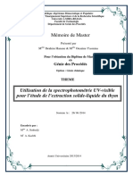 Utilisation de La Spectrophotométrie UV-visible Pour L'étude de L'extraction Solide-Liquide Du Thym