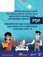 Lineamientos Para Evaluación Del Bachillerato Técnico en El Marco Del Plan Educativo Aprendemos Juntos en Casa