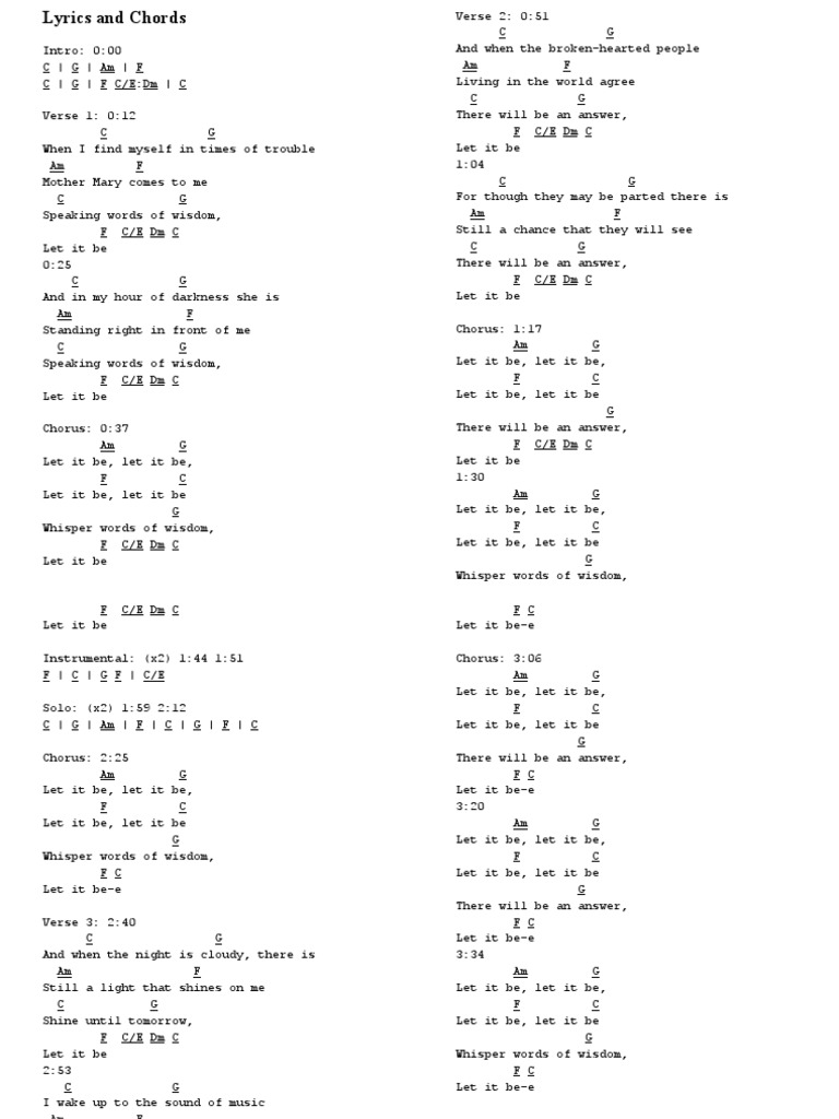 Let it be lyrics