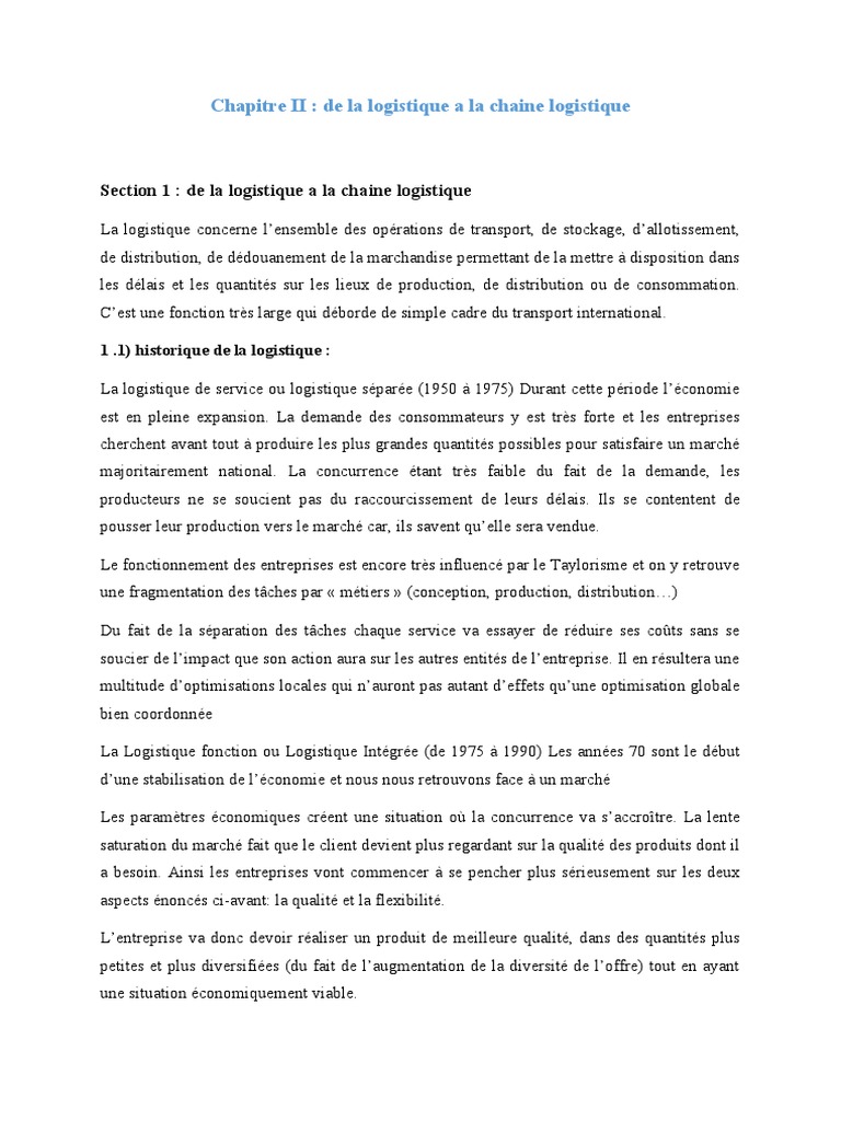 Définition et enjeux de la logistique | PDF | Logistique | Transport