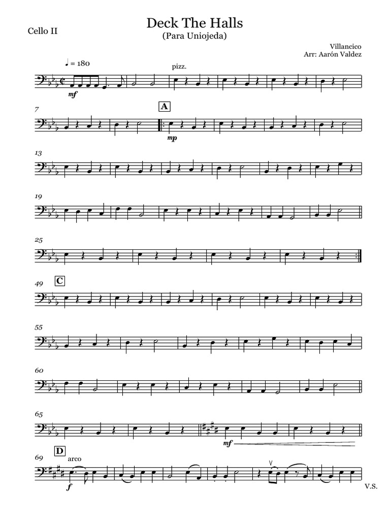 Deck The Halls - Cello II | PDF