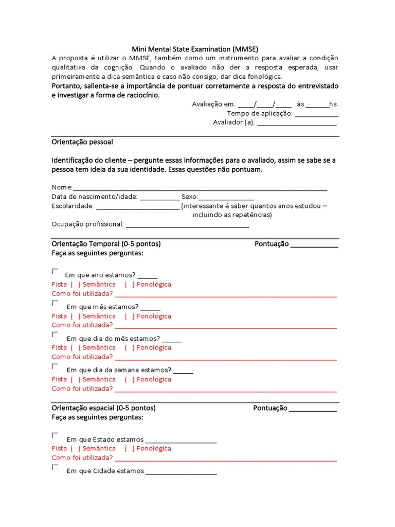 Avaliação Mini Mental em Português | PDF | Desenho | Science