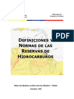 Definiciones y Normas de Reservas de Hidrocarburos