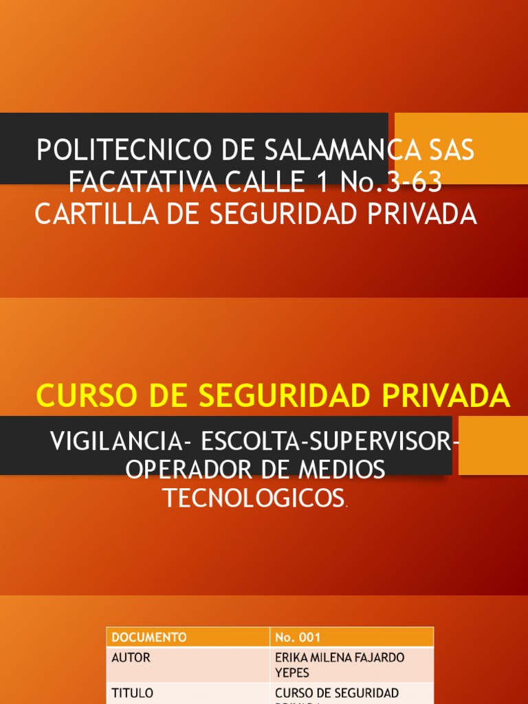 Curso de Seguridad Privada en Salamanca | PDF | Munición | Armas de fuego