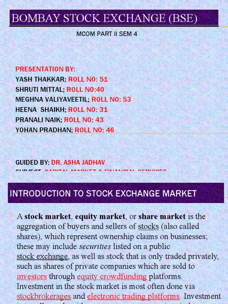 Bombay Stock Exchange (Bse) | PDF | Equity Securities | Business
