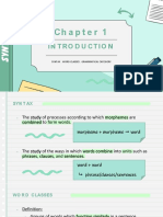 Syntax - Word Classes - Grammatical Category