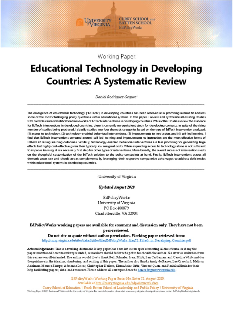 Edtech In Developing Countries Pdf Educational Technology