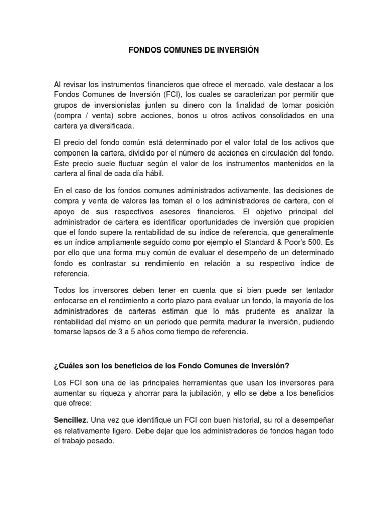 Articulo 16 Fondos Comunes de Inversion | PDF | Fondo de inversión ...