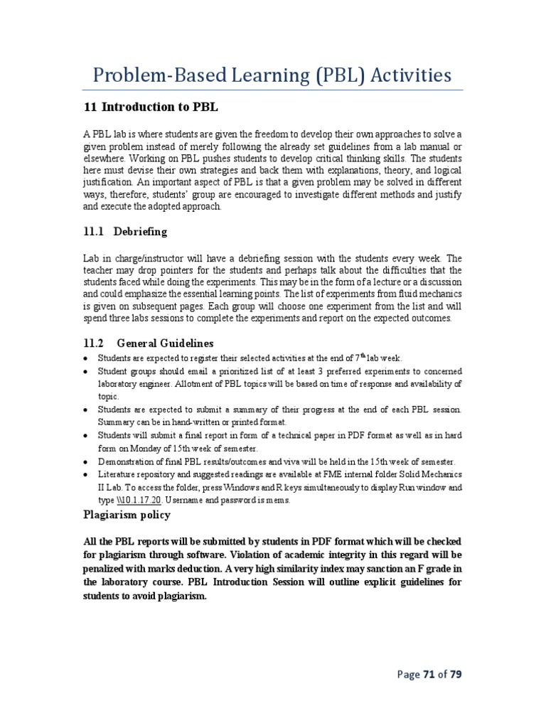 Problem-Based Learning Lab Guidelines | PDF | Acceleration | Mass