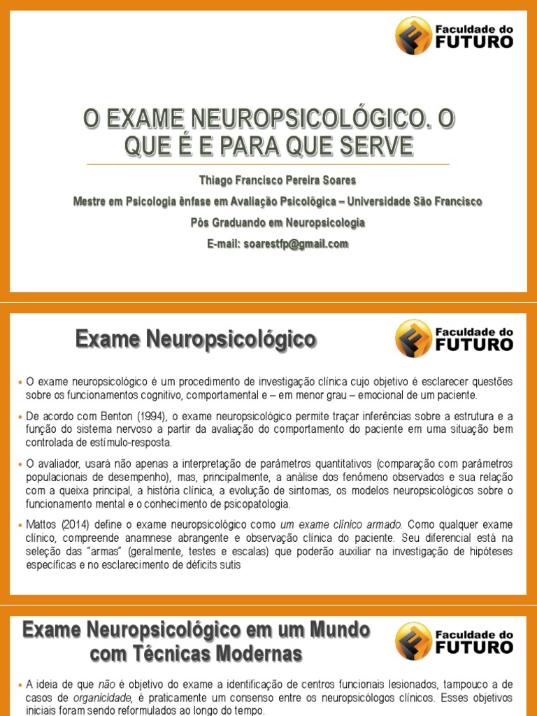 Aula o Exame Neuropsicológico. o Que É e para Que Serve | PDF