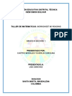 Taller Matemáticas - Castro Morales Yuverlis Carlona 8°1