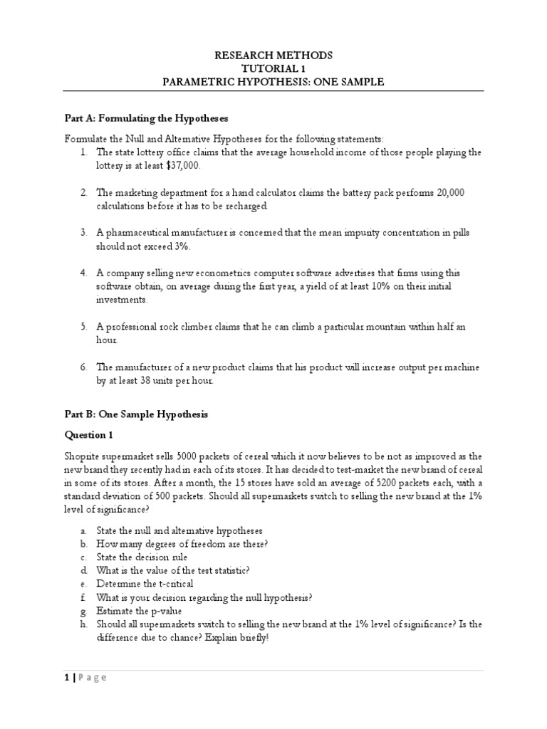Tutorial 2 - MBA - Questions | PDF | P Value | Null Hypothesis