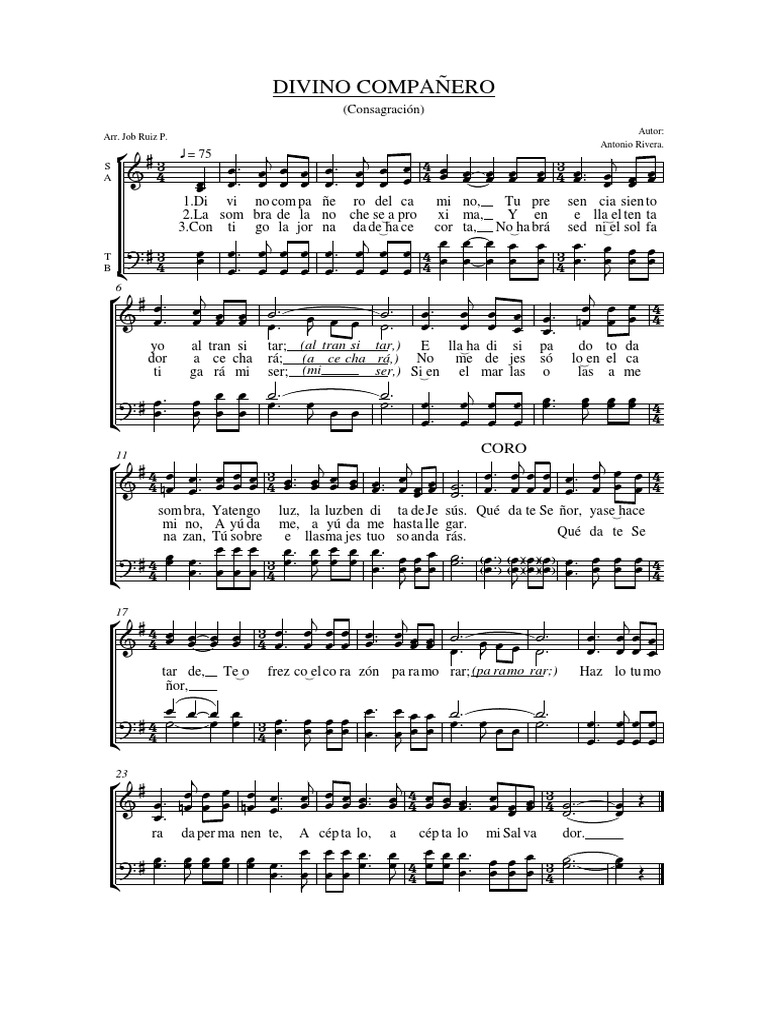 Divino Compañero: Letra y Acordes | PDF