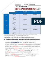 Indefinite Pronouns: Grammar Worksheet