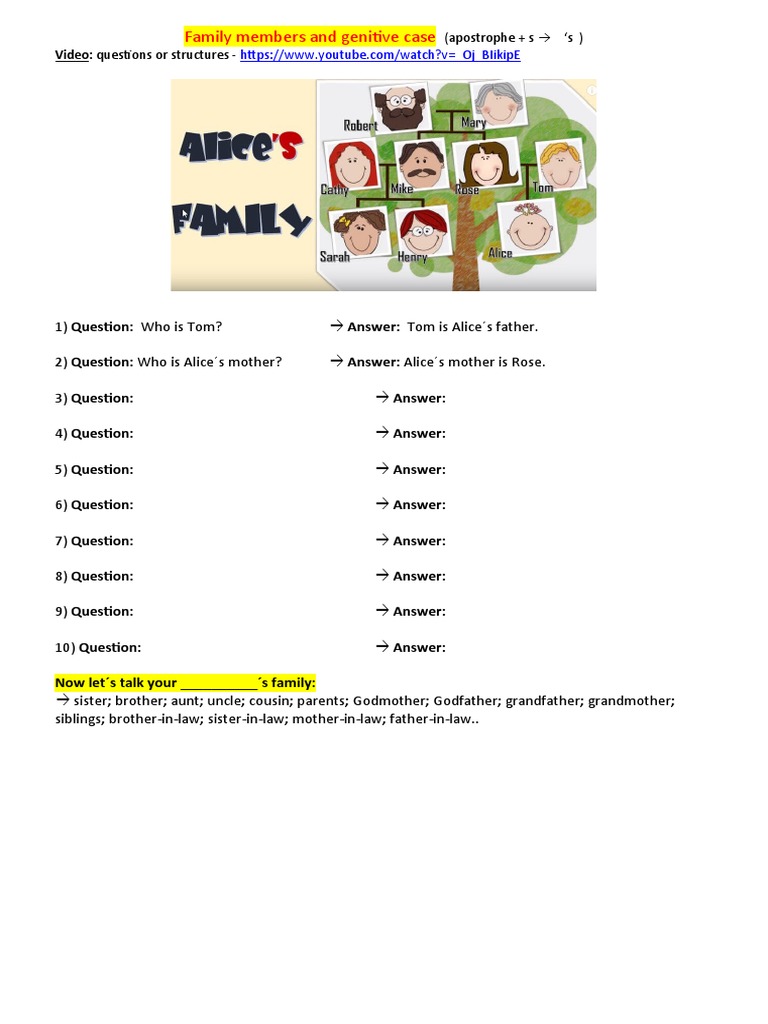 001 - Family Members and Genitive Case | PDF