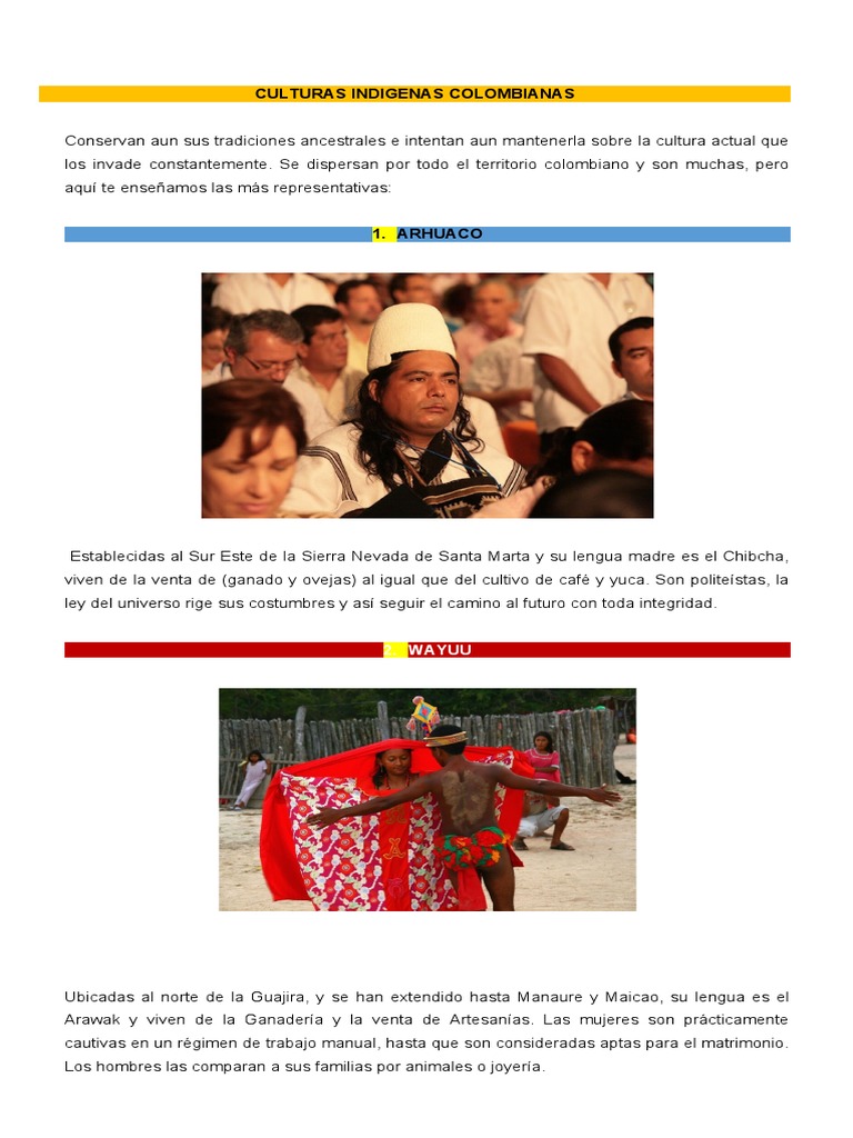 Culturas Indígenas de Colombia | PDF | Pueblos Indígenas de las ...