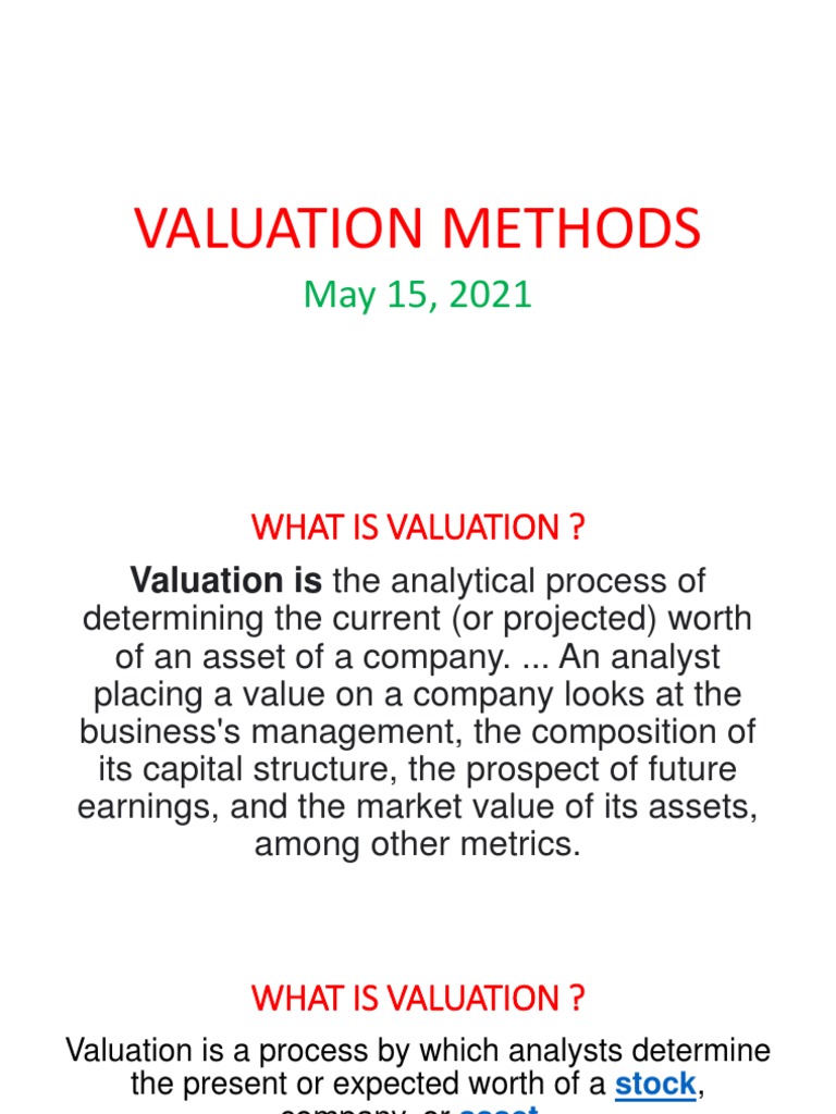 Valuation Methods: A Comprehensive Guide to Key Concepts, Approaches ...