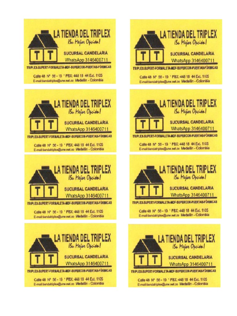 Tarjetas Tienda Del Triplex | PDF