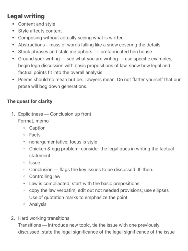 Chapter 3. Legal Writing (Notes) | PDF | Verb | Brief (Law)