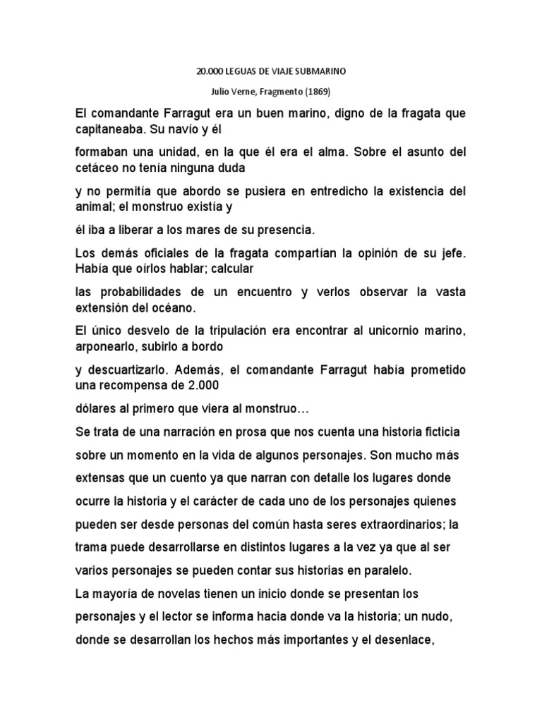 20.000 Leguas: El Monstruo Marino de Verne | PDF | Veinte mil leguas de  viaje submarino | Narrativa, image size:768x1024