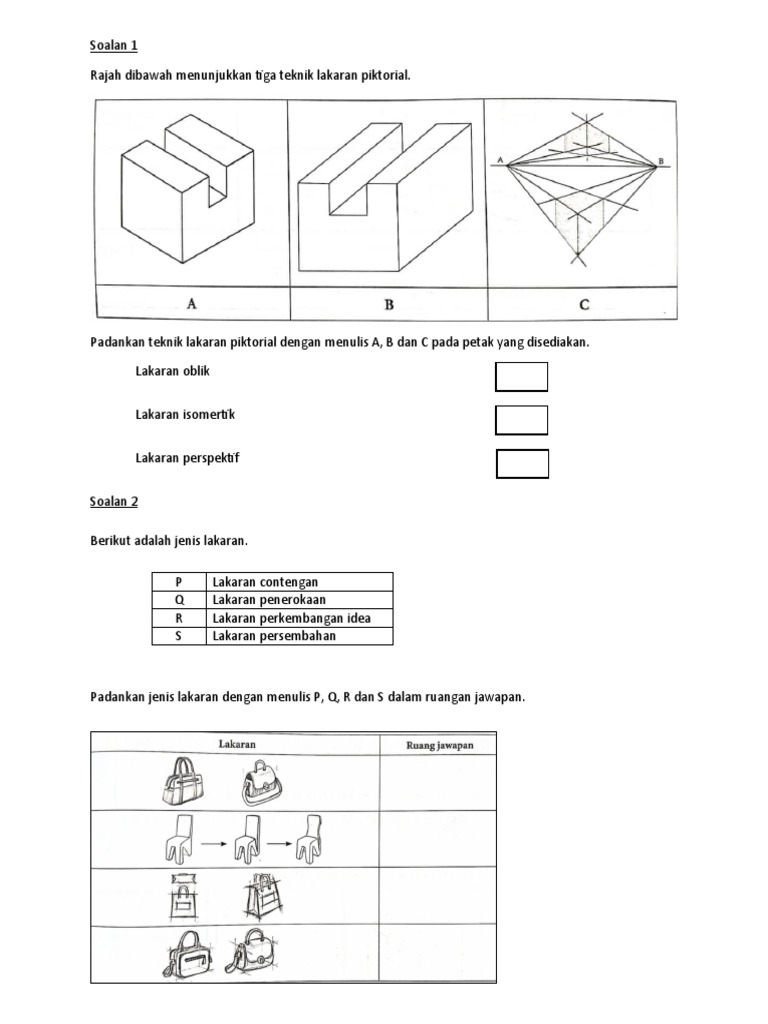 Teknik dan Jenis Lakaran RBT Tingkatan 1 | PDF