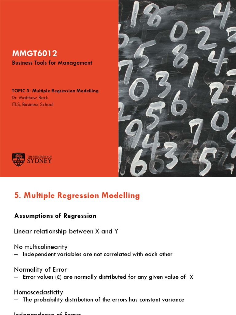 MMGT6012 - Topic 5 - Multiple Regression Modelling | PDF | Errors And ...