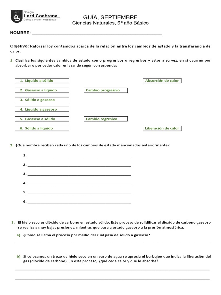 Cambios de Estado: Progresivos y Regresivos | PDF