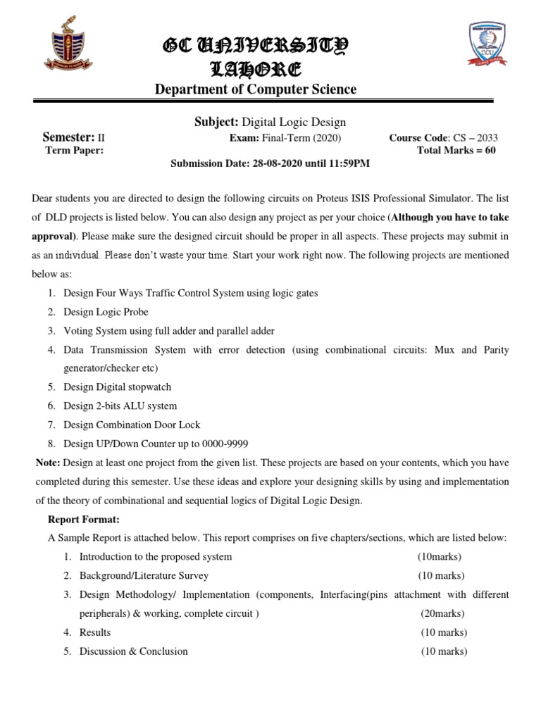 DLD Project Guidelines for CS Students | PDF | Turnitin | Computer ...
