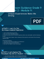 Homeroom Guidance Grade 9 Quarter 2 - Module 9:: Unique Experiences Make Me Strong