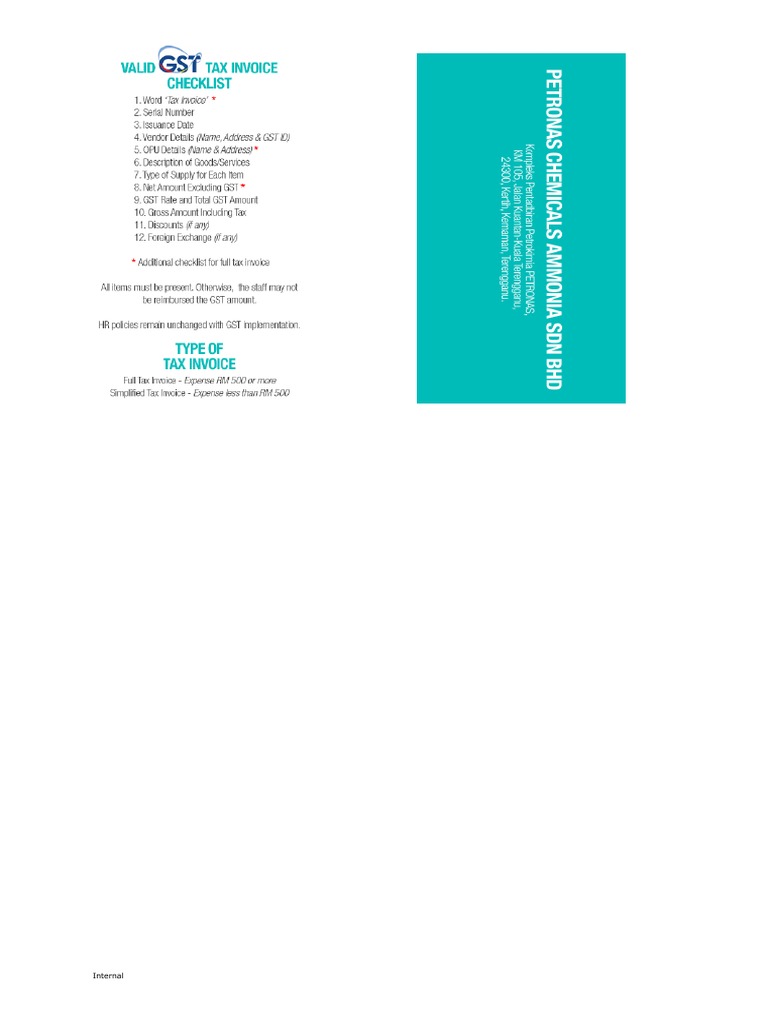 Gst Business Card Tax Invoice Checklist Pdf
