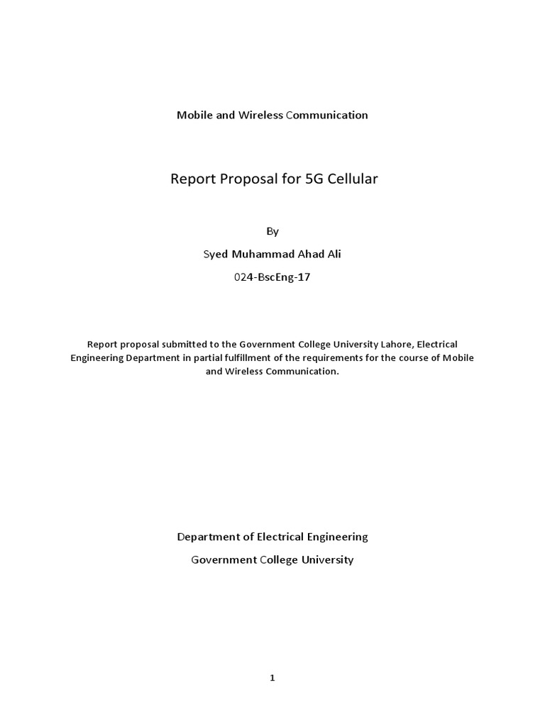 Report Proposal For 5g Cellular Mobile And Wireless Communication